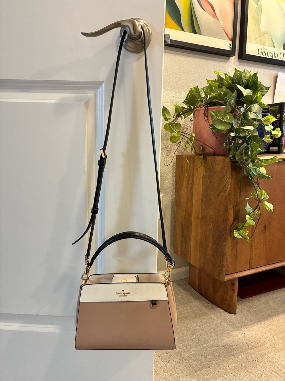 kate spade Blush and Cream Structured Top-Handle Crossbody